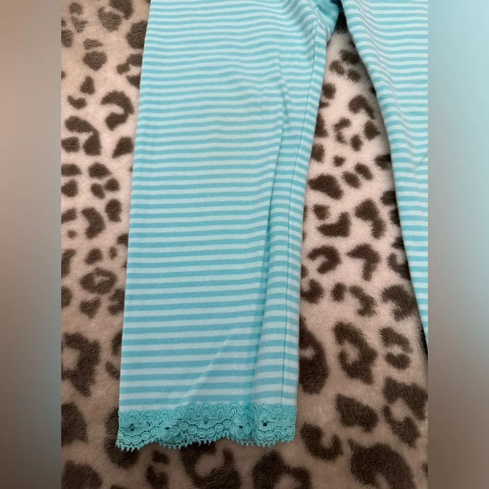 babyGap Striped Leggings with Lace Trim in Blue Size Toddler 3 Years